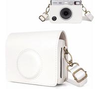 Funda para cámara Mini EVO, funda protectora de cuero vintage para Fujifilm Instax Mini EVO, funda Fuji Instax Mini EVO con correa ajustable - Blanca