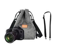 Funda para cámara réflex digital vintage con correa ajustable, funda de lente suave, accesorio para viajes, bolsa de hombro con bloqueo de color, Silver, gris
