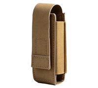 Funda para Cargador 9mm MOLLE Táctica con Soporte para Spray OC, Porta Cargador de Pistola Elástico Universal y Soporte para Linterna EDC para Cinturón y Chaleco(Brown)