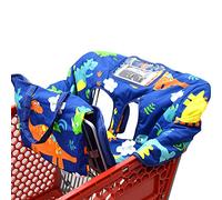 Funda para carrito de la compra 2 en 1 para bebé, diseño portátil (dinosaurio azul marino)