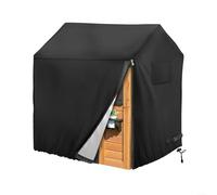 Funda para casa de juegos al aire libre 210D, impermeable, resistente a los rayos UV, protector de casa de juegos con cremallera y cordón para niños, cabaña de madera, 145 x 145 x 160 cm, negro (145 x