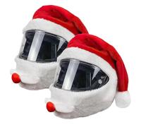 Funda para Casco de Motocicleta de Felpa, Funda para Casco de Motocicleta de Gorro Papá Noel, Cubre de Protección para Cascos Completos, Accesorios para Casco de Moto (2pcs)