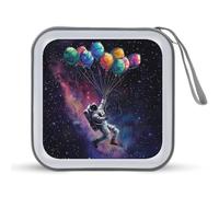 Funda para CD con diseño de astronauta con globos, portátil, capacidad para 40 DVD, organizador de almacenamiento para viajes en coche, Estilo:, Talla única