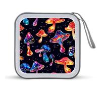 Funda para CD con estampado de hongos coloridos, portátil, con capacidad para 40 DVD, organizador de almacenamiento para viajes en coche, Estilo:, Talla única