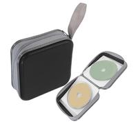Funda para CD de doble cara de 48 capacidades con cremallera, soporte portátil para CD para coche, organizador de DVD para coche, hogar, viajes (negro)