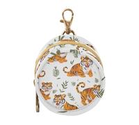 Funda para chupete de bebé con fondo blanco con un montón de tigres de dibujos animados, soporte portátil para dinero en efectivo, monedero, contenedor de almacenamiento para artículos de bebé