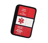 Funda para cinturón de seguridad de alerta médica sobre autismo/no verbal/puede no responder para niños y adultos (9 pulgadas) con formulario de información de emergencia y bolsillo Help Belts.