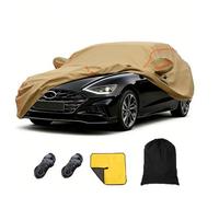 Funda para Coche Exterior Anti-UV Resistente a La Lluvia Nieve Viento Polvo Y Rasguño con Cremallera, Funda Exterior Coche,Khaki-FitsSonataHyundai