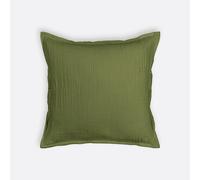 Funda para cojín de gasa de algodón Kumla. Talla 45 x 45 cm. Color Verde pesto