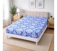 Funda para Colchon 105x200 Estampado Azul, Cierre con Cremallera ¨L¨, para colchon de hasta 25cm de Altura, Ajuste Firme, Lava a máquina,100% Poliéster