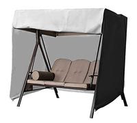 Funda para columpio de patio al aire libre para 34 asientos, tela impermeable, resistente a los rayos UV, resistente al viento, con doble cremallera, protector de columpio de jardín negro