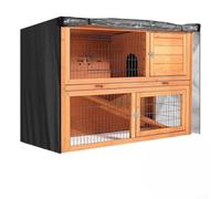 Funda para conejera de dos pisos de 48 pulgadas con ventana transparente - Oxford 420D impermeable protección de invierno para jaula de conejo al aire libre 122 x 50 x 105 cm