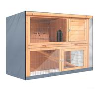Funda para conejera de dos pisos, tela Oxford 210D, impermeable, resistente al viento, resistente a los rayos UV, protector de jaula para mascotas al aire libre, con cortina frontal transparente y