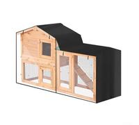 Funda para conejera triangular de tela Oxford para uso en exteriores e interiores, resistente a la intemperie y al viento, cubierta protectora contra el polvo con panel transparente (negro, 147 x 52 x