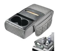 Funda para Consola Central | Cojín De Reposabrazos con Portapañuelos | Cojín de Piel para Consola Alargada Accesorio Coche con Ranura Teléfono Hueco Pañuelos