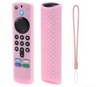 Funda para control remoto Alexa Voice Remote de 3ª generación, funda de silicona flexible con cordón, agarre anticaídas, función de brillo, compatible con Fire TV 4K, azul (rosa luminoso)