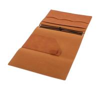 Funda para Cuaderno A5 de Cuero PU Tríptica Marrón con ranuras | Cubierta Rígida, Triple Banda Elástica, Portabolígrafos, para Notas de Excursión, Viajes y Trayectos Diarios