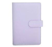 Funda para cuaderno de piel sintética tamaño A5, rellenable con 6 anillas redondas, funda para agenda de viaje con bolsillo para tarjetas, funda para diario de escritura con hebilla magnética morado