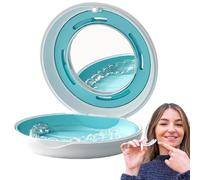 Funda para dentaduras postizas, estuche de retención con espejos | Funda para tirantes Funda para protector bucal | Funda protectora bucal para prótesis dentales parciales, estuche de alineación