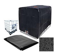 Funda para depósito de agua 210D IBC de 800 L, protección UV, protección contra el polvo, con orificios, lámina protectora UV, cubierta para depósito de agua, color negro