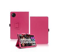 Funda para DOOGEE TAB A9+ 11 pulgadas, yystao PU Funda Protectora Compatible con DOOGEE TAB A9+ - Correa de mano, diseño con textura de piel, color rosa - rojo