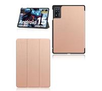 Funda para DOOGEE Tab E3+ Android 15 Tablet de 12 pulgadas, yystao Soporte Delgado con Diseño Triple Plegable Funda Dura Compatible con DOOGEE Tab E3+ Oro Rosa