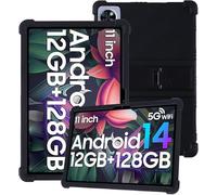 Funda para DOOGEE U11 2025 de 11 pulgadas con cobertura completa, apta para niños, a prueba de golpes, antiarañazos, soporte ajustable, cubierta de silicona suave resistente al agua, color negro