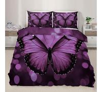 Funda para edredón mariposaSet de Ropa de Cama Mariposa Morada Conjunto de Fundas para edredón con Fundas de Almohada Funda para edredón de niñas de ensueño Decoración del Dormitorio 200x200cm
