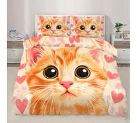 Funda para edredón para gatosConjunto Mono de Fundas para edredón para Gatitos con Fundas de Almohada Ropa de Cama para Decorar el Dormitorio 220x240cm