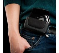 Funda para el cinturón Horizontal de Cuero Negro Compatible con Motorola RAZR V3 Handy Phone | Funda de Funda para Cartera Skin Billetera