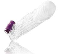 Funda para el pene texturada con bala vibradora 2