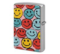 Funda para encendedor con sencillo símbolo de felicidad, de metal, con estampado de graffiti a doble cara. Funda protectora para encendedores, para hombres y mujeres. Encendedores estándar.