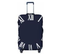 Funda para equipaje con números romanos en azul marino, gris metalizado y plateado. Protector de maleta lavable de primera calidad con cierre de cremallera y hebilla. Se adapta a maletas de viaje de