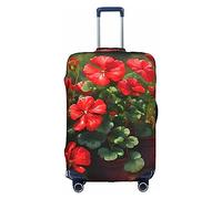 Funda para equipaje de geranios rojos, lavable, resistente a los arañazos, para equipaje de 18 a 32 pulgadas, Blanco, XL