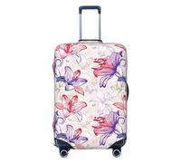 Funda para equipaje de viaje, diseño de flores de lirios n.º 1001, lavable, para equipaje de 18 a 32 pulgadas, Negro -, L