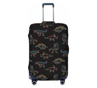 Funda para equipaje de viaje, funda lavable de dinosaurio neón, para equipaje de 18 a 32 pulgadas, Negro, Small