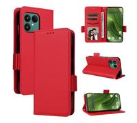 Funda para Fairphone 6, Funda Tipo Billetera de Cuero con Tapa magnética, Funda con función Atril, Funda Protectora a Prueba de Golpes para Fairphone 6-Rojo