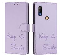 Funda para Fujitsu Arrows We3, funda de piel con estampado en relieve Keep Smile, protección RFID, soporte, cierre magnético y correa de mano.A05