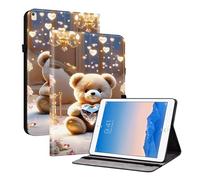 Funda para Funda para iPad 9,7 Pulgadas 6.ª/5.ª Generación 2018/2017, Carcasa Folio Tapa Inteligente Ligera Delgada con Soporte y Tarjeta Tarjetero Auto-Sueño/Estela, Oso de Diamante