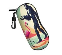 Funda Para Gafas,Flamenco Hawaiano Geométrico Estuche De Gafas Anti-Arañazos Ligero,Caja De Almacenamiento Para Viaje Hombres Estudio 17X8X3.6Cm