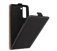 Funda para Galaxy S22 Cierre Vertical Tarjetero Efecto Piel Caballo Negro