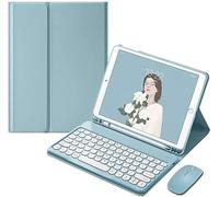 Funda para Galaxy Tab A8 de 10.5 pulgadas modelo 2022 (SM-X200/X205/X207) con teclado y mouse combinado, teclas circulares, imán desmontable, teclado Bluetooth inalámbrico, funda delgada con soporte
