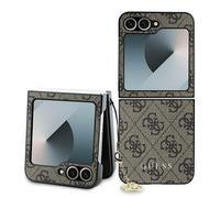 Funda Para Galaxy Z Flip 6 Guess De Cuero Sintético Marrón Con Cadena Dorada