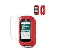 Funda para Garmin Edge MTB, daunke 2 protectores de pantalla + 1 funda, antigolpes y vibraciones, color rojo