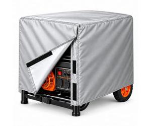 Funda para Generador Eléctrico para Scheppach SG5200D, Tejido Oxford 420D con Forro Plateado, Apertura Lateral y Correa con Hebilla para Guardarlo,B Grey