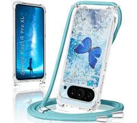 Funda para Google pixel 9 Pro XL con Cuerda, Liquida Fundas pixel 9 Pro XL con Colgante Ajustable Collar Carcasa Transparente Silicona Antigolpes Protector Case Brillante para Google pixel 9 Pro XL