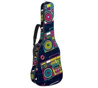 Funda para guitarra acústica Retro Pop Eighties Boombox con patrón de radio ajustable correa de hombro funda para guitarra funda de concierto 40 41 42 pulgadas, color 1, 42.9x16.9x4.7 in