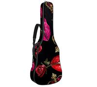 Funda para guitarra de 42 pulgadas, para guitarra eléctrica, bajo acústico, guitarra clásica, ukelele, mandolina, mujeres sexy boca roja corona rosa