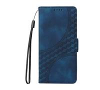Funda para Honor 200 Pro, funda de piel retro con diseño de cuadrícula estrellada, funda protectora a prueba de golpes con función atril para Honor 200 Pro, color azul