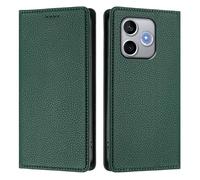 Funda para Honor 600 Lite, Patrón de Lichi Carcasa de PU Cuero Billetera Cubierta con Suporte/Ranura para Tarjeta/Cierre Magnético/Bloqueo RFID, Verde
